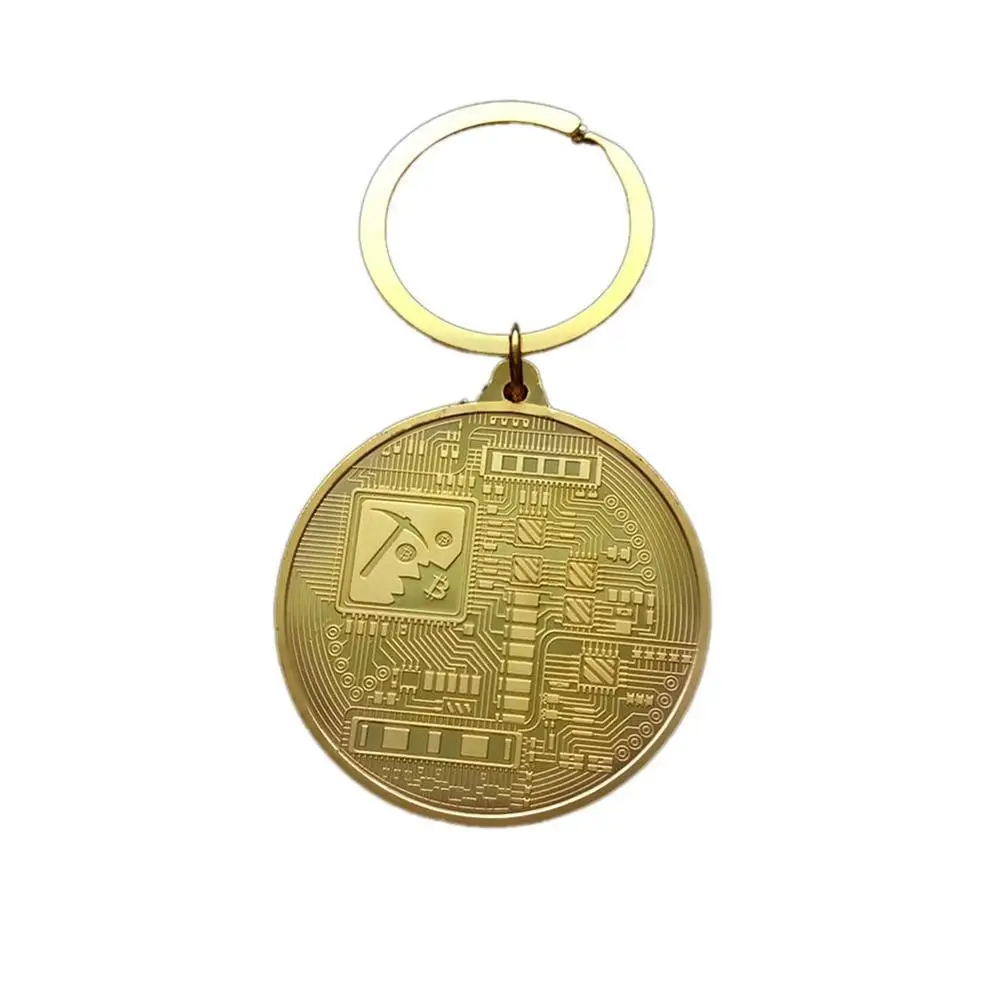 BTC Coin Key Chain Bitcoin Pendant Metal Keychain Gold Black Silver Halloween Cos Kid New Year Holiday Christmas Birthday Gift