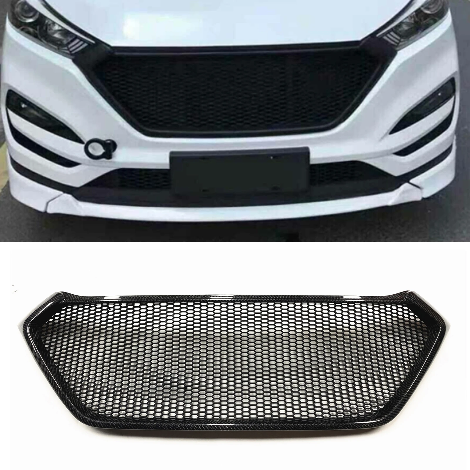 Front Racing Grills Grille Car Upper Replacement Bumper Hood Mesh For Hyundai Tucson 2016 2017 2018