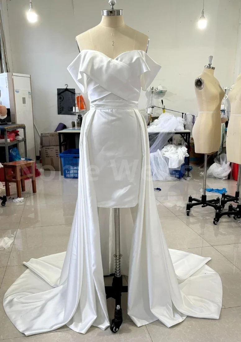 Vestido de casamento sereia de cetim vestido elegante feminino para festa de casamento personalizado