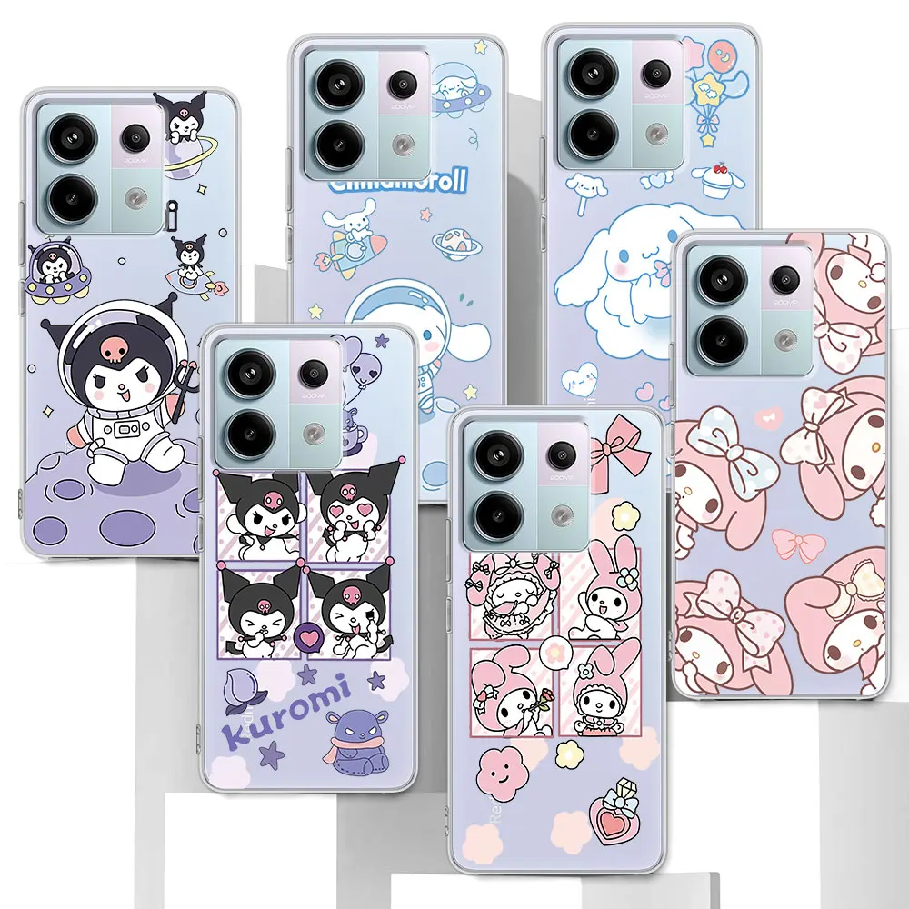 Cinnamoroll My Melody Case for Xiaomi Redmi Note 10 13 11 11S 8 12 Pro Plus 11E 9 9S 10S 11T 12S 9T Transparent TPU Phone Cover