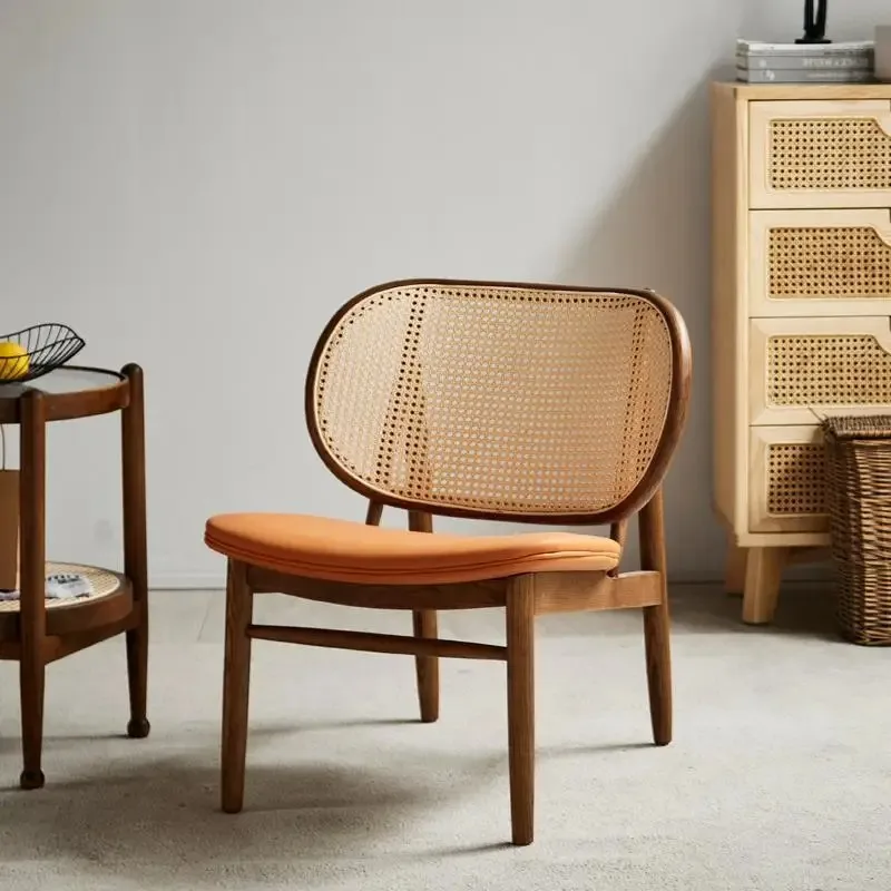 Massivholz Sofa Stuhl Haushalt Wohnzimmer Rattan Einzelliege Freizeit Rückenlehne Stoff Rattan Stuhl