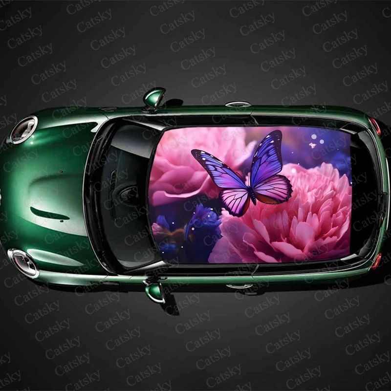 

Butterfly Car roof sticker wrap racing SUV accessories packaging painting PVC car accessories graphic decals