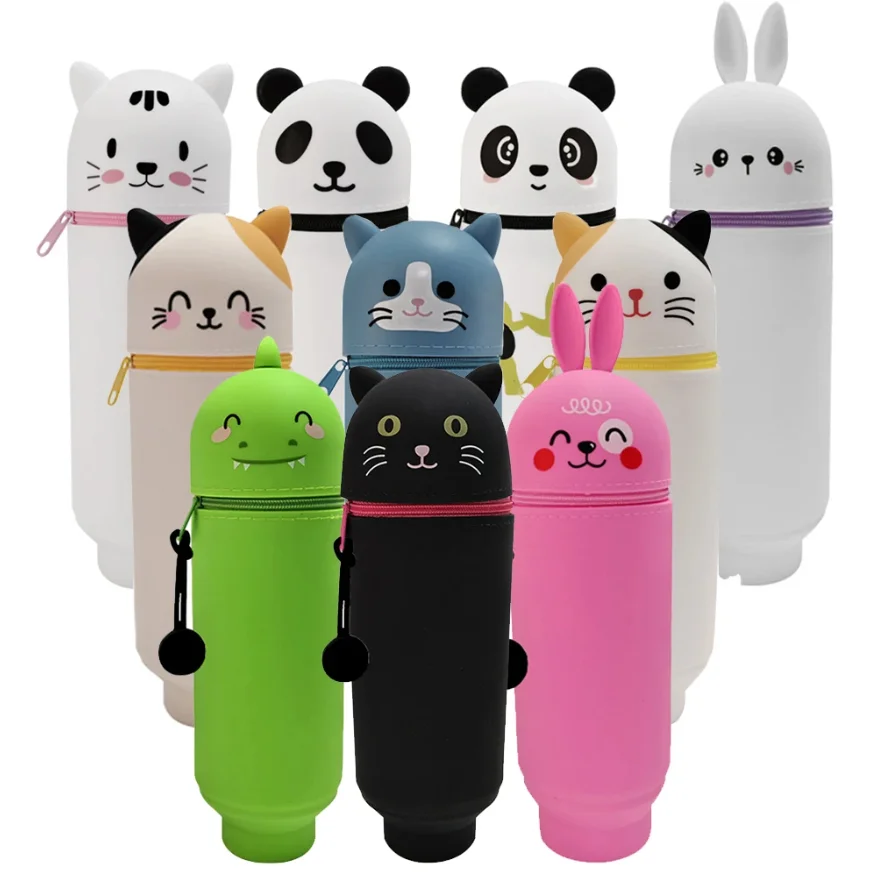 

Stand up Pen Case Transparent PVC Storage Organizer for Office School Supplies