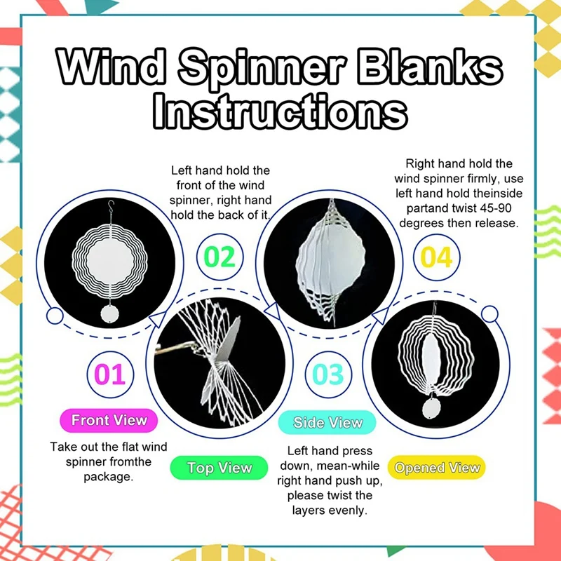 10 Inch Sublimation Wind Spinner Blanks, 3D Wind Spinner, Outdoor Wind Spinners Hanging For Garden Yard