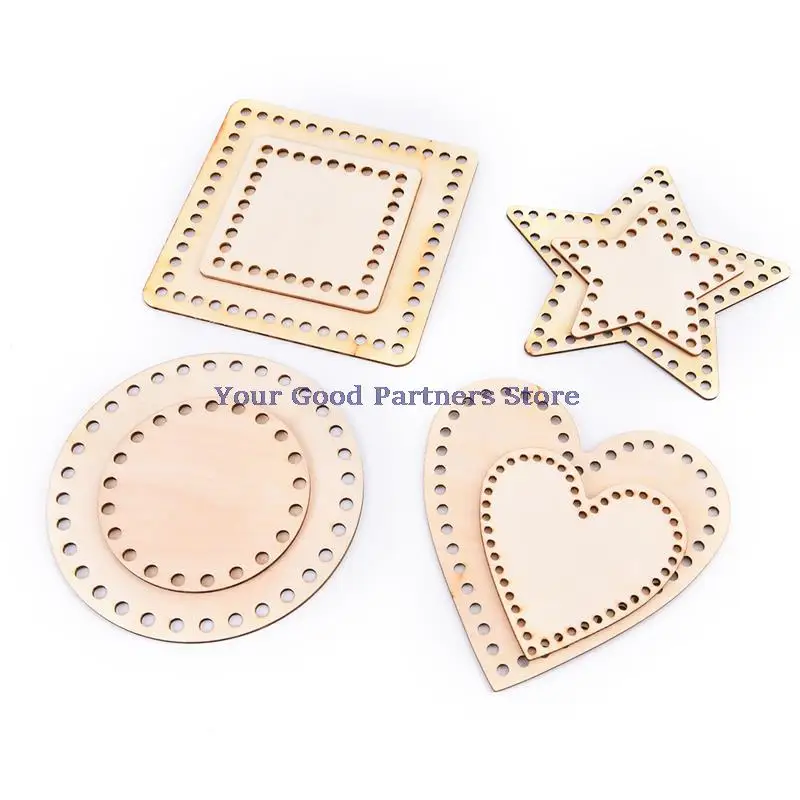 1 قطعة DIY بها بنفسك الطبيعية خشبية عبر غرزة إطار ثابت سلة أسفل شكل الكروشيه سلة الخشب قاعدة للحرف اليدوية