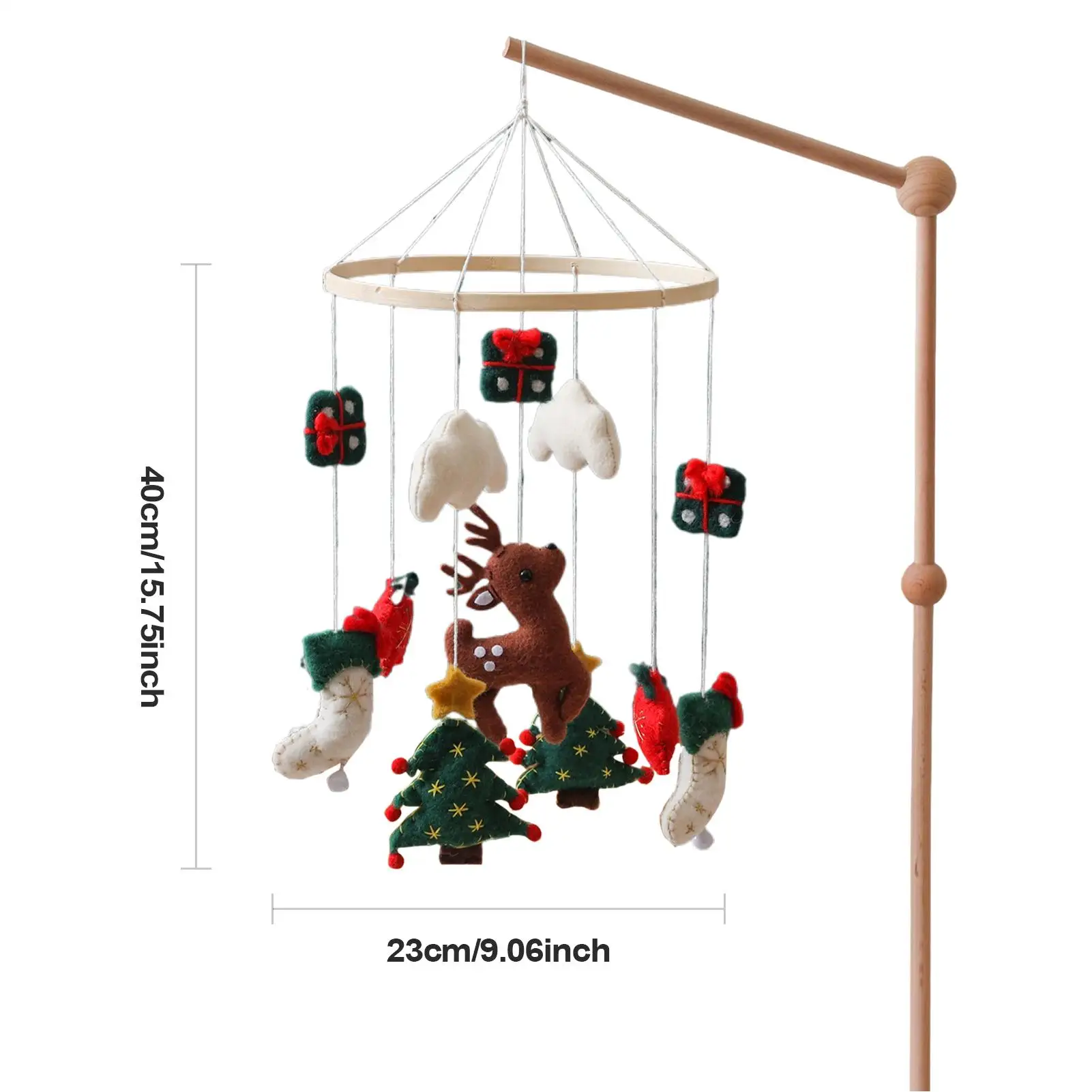 Baby Mobile for Crib Christmas Nursery Mobile Wind Chime Felt Reindeer Christmas Tree Nursery Decor for Children's Room Birthday