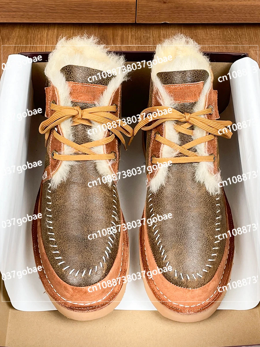 Snow Boots Men's Fur Integrated 2024 Winter New Piled Thickened Non-slip Warm Real Wool Northeast Cotton Shoes