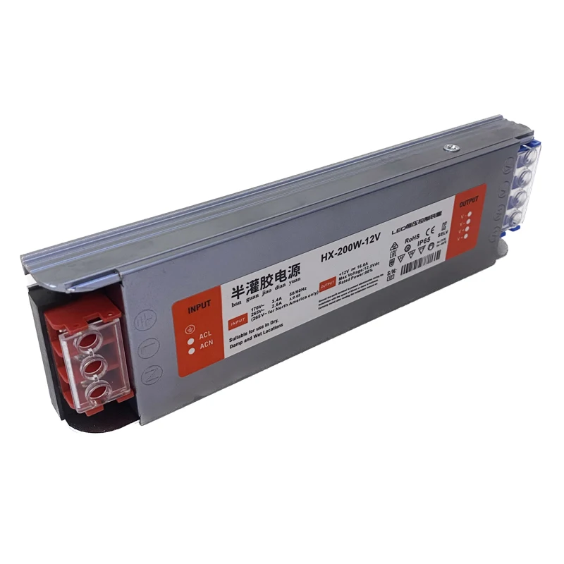 세미 글루 슬림 전원 공급 장치, LED 스트립 조명용 초박형 컨버터, 200W AC110V 220V-DC 12V 16.5A 변압기 드라이버, 24V8.3A