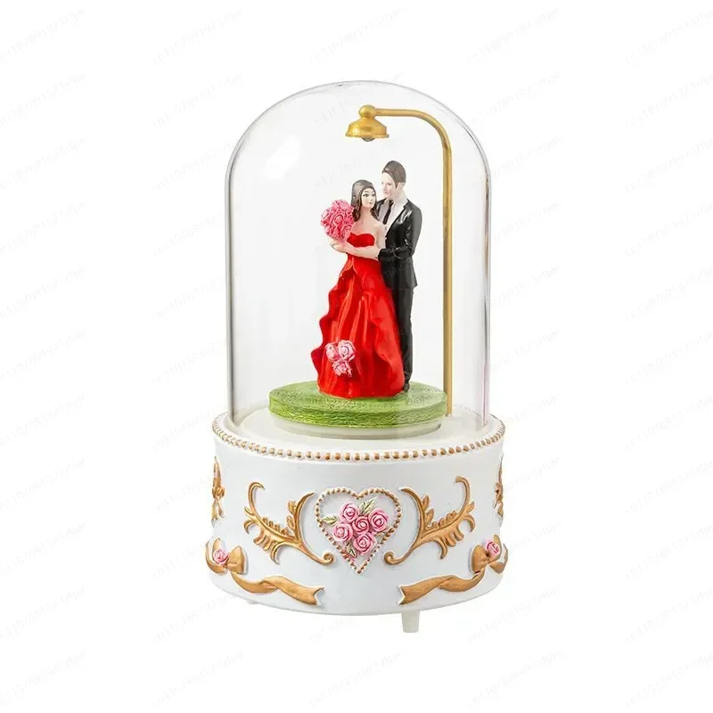 JMZ Music Box Crystal Ball Rotating Romantic Wedding Gift for Bride Couple High End Ornament Home Decor