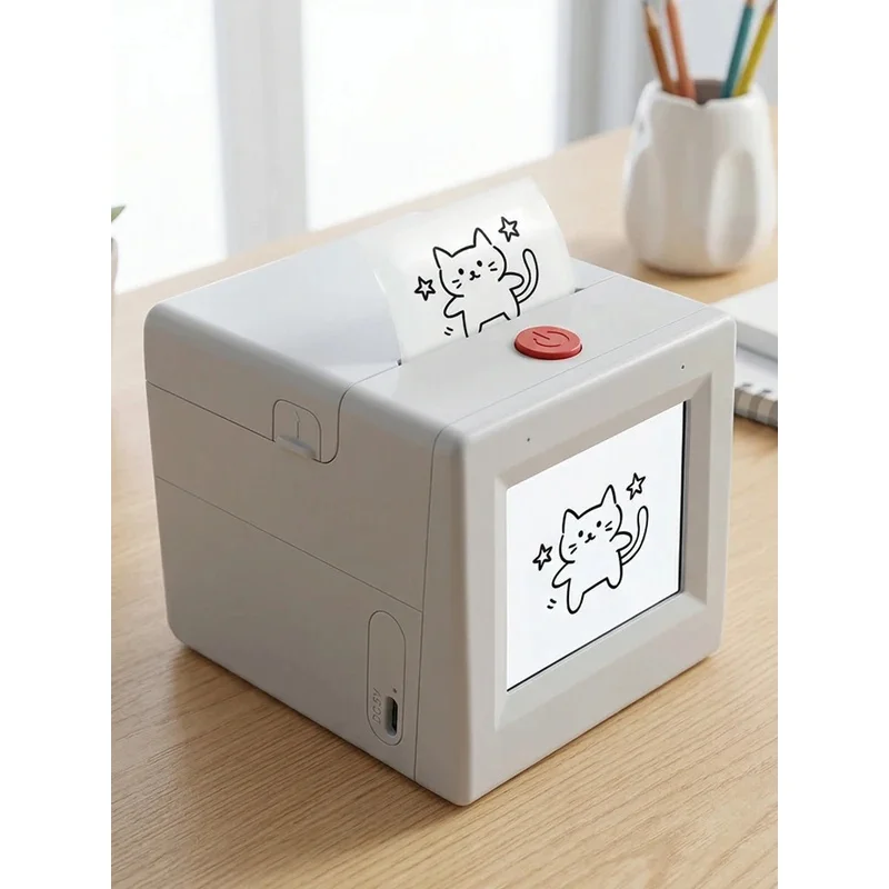 Smart AI Voice Sticker Printer Box Inkless Instant Printer for Home Office Study & DIY Projects 5 Rolls Paper Included