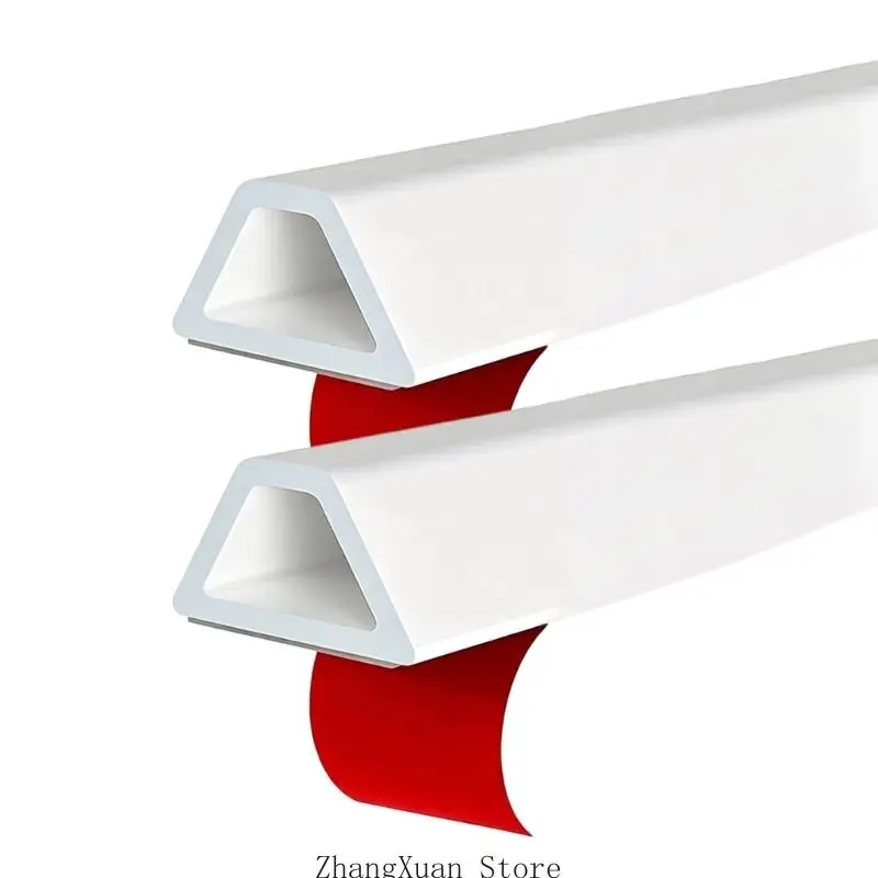 Silicone Sealing Strips with Adhesive Backing, 2-Piece Flexible Triangular Profile for Counters, Cabinets, and Windowsills 3XUF