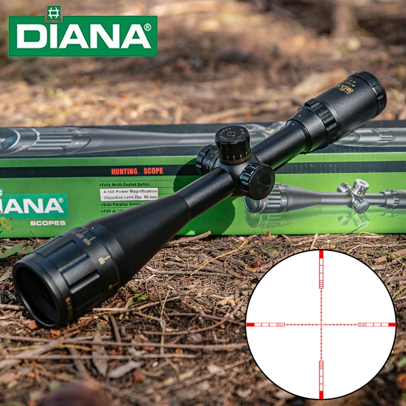 

DIANA 4-16x50 AOE Scope Fully Multi-Coated Optics Adjustable Objective Shockproof Optical Sight for Outdoor Sports