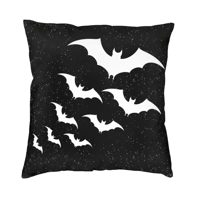 Soft Bats In The Night Throw Pillow Cover Home Decor Halloween Goth Occult Witch Cushion Cover 45x45cm Pillowcover for Sofa