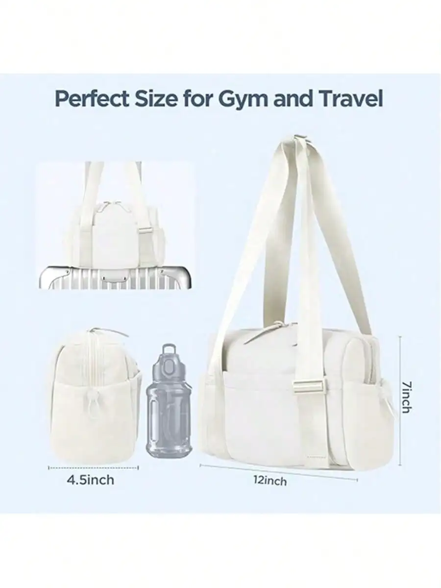 กระเป๋าออกกำลังกายขนาดเล็กสำหรับผู้หญิง กระเป๋าสะพายข้างสำหรับออกกำลังกายพร้อมช่องใส่ของเปียก กระเป๋าเดินทางกันน้ำ กระเป๋ากีฬาแบบน่ารัก สายสะพายปรับได้ดี