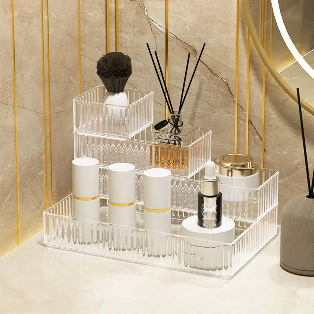 منظمات درج مكتب S/M/L/XL حاوية قرطاسية شفافة مستطيلة من البلاستيك منظم مكياج غير محدود للمكتب المنزلي