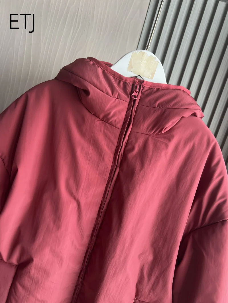 ETJ 2026 Women's Polyester Puffer Jacket Hooded Water Resistant Padded Coat Oversized Loose Fit Lightweight Outerwear 