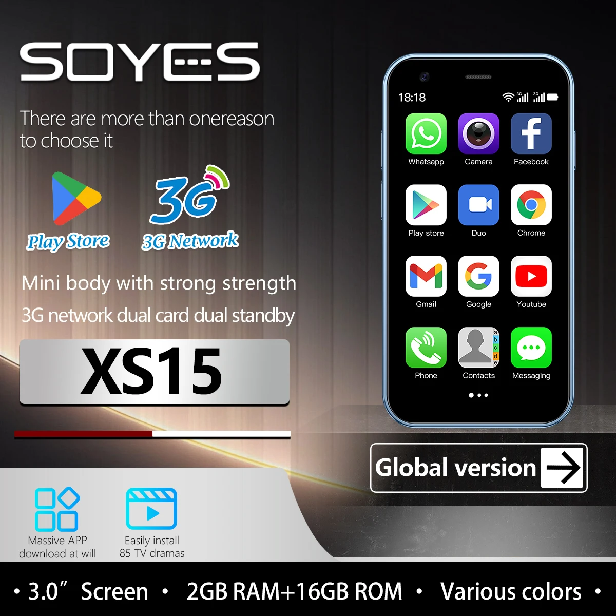 XS15 هاتف ذكي صغير خارجي محمول مدمج كامل Netcom الإصدار العالمي نظام Android يدعم تحديد المواقع