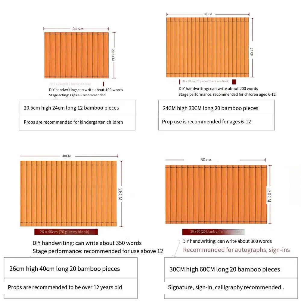 Libro de bambú en blanco inscriptible, creativo, Simple, multifuncional, estilo antiguo, práctica de caligrafía, plegable y duradero