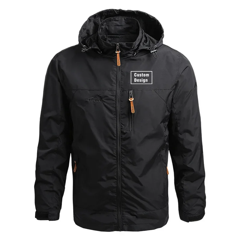 Custom Design Waterproof Zipper Outdoor Military Hooded Windbreaker Men Coat Jackets