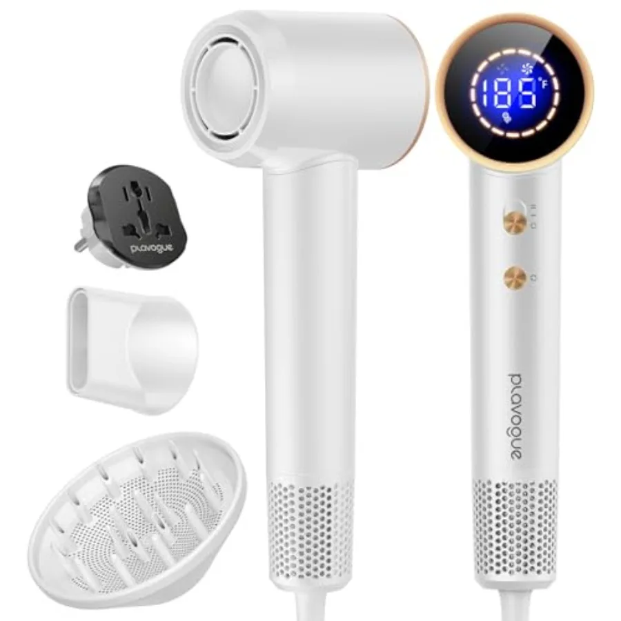 

Travel hair dryer for women: dual voltage 110V-120V/220V-240V, ionic technology, fast drying, low noise, lightweight, no heat d