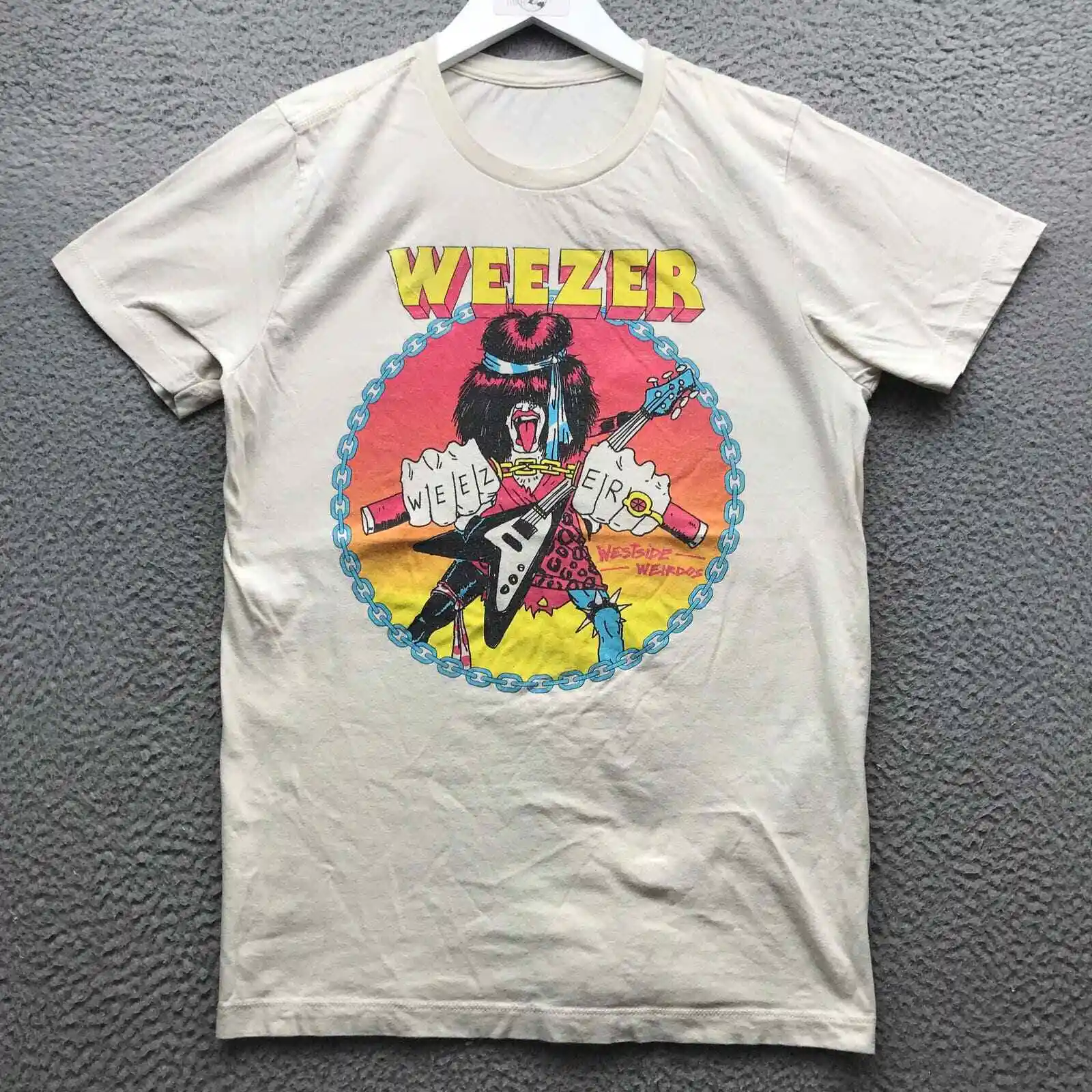 Weezer T Shirt Men'S Small S  Music Westside Weirdos Tan Red