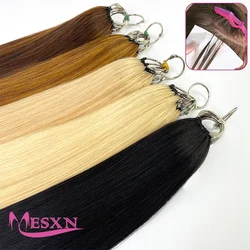 MESXN New Feather hair extensions 100% Human Hair Real Natural Hair Comfortable and Invisible Hand weaving  Brown Blonde 613