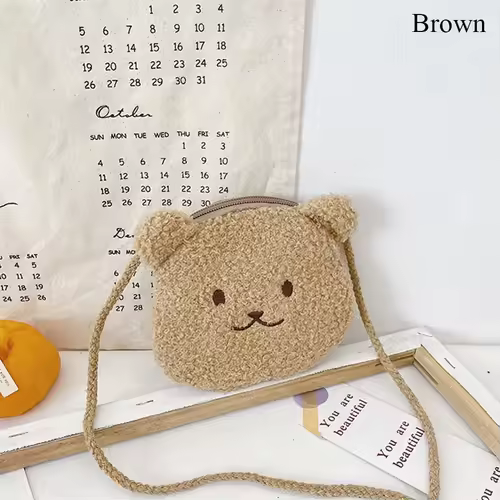 New Cartoon Bear Girls Plush Shoulder Bag Autumn Winter Cute Kids Messenger Bag Children 2025 Crossbody Bag - Image 8