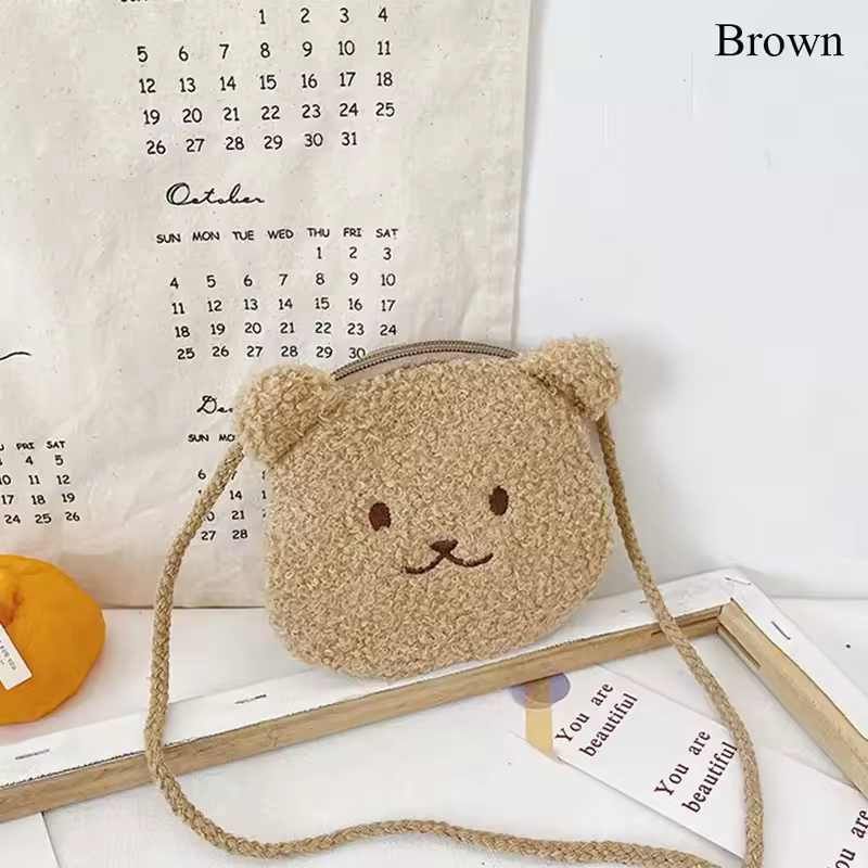 New Cartoon Bear Girls Plush Shoulder Bag Autumn Winter Cute Kids Messenger Bag Children 2025 Crossbody Bag - Image 8