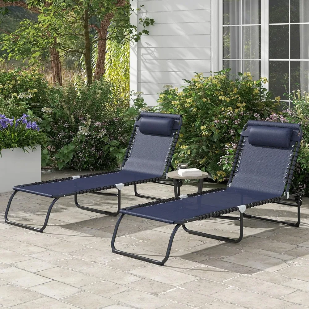 

Folding Chaise Lounge Chair Set of 2, Patio Sun Tanning Chair, Outdoor Chaise Lounger with 4-Position Reclining Back.