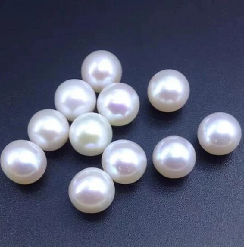 

AAAA Giant 11-12mm Natural South China Sea Real Tea White Round Bulk Pearl Half Hole