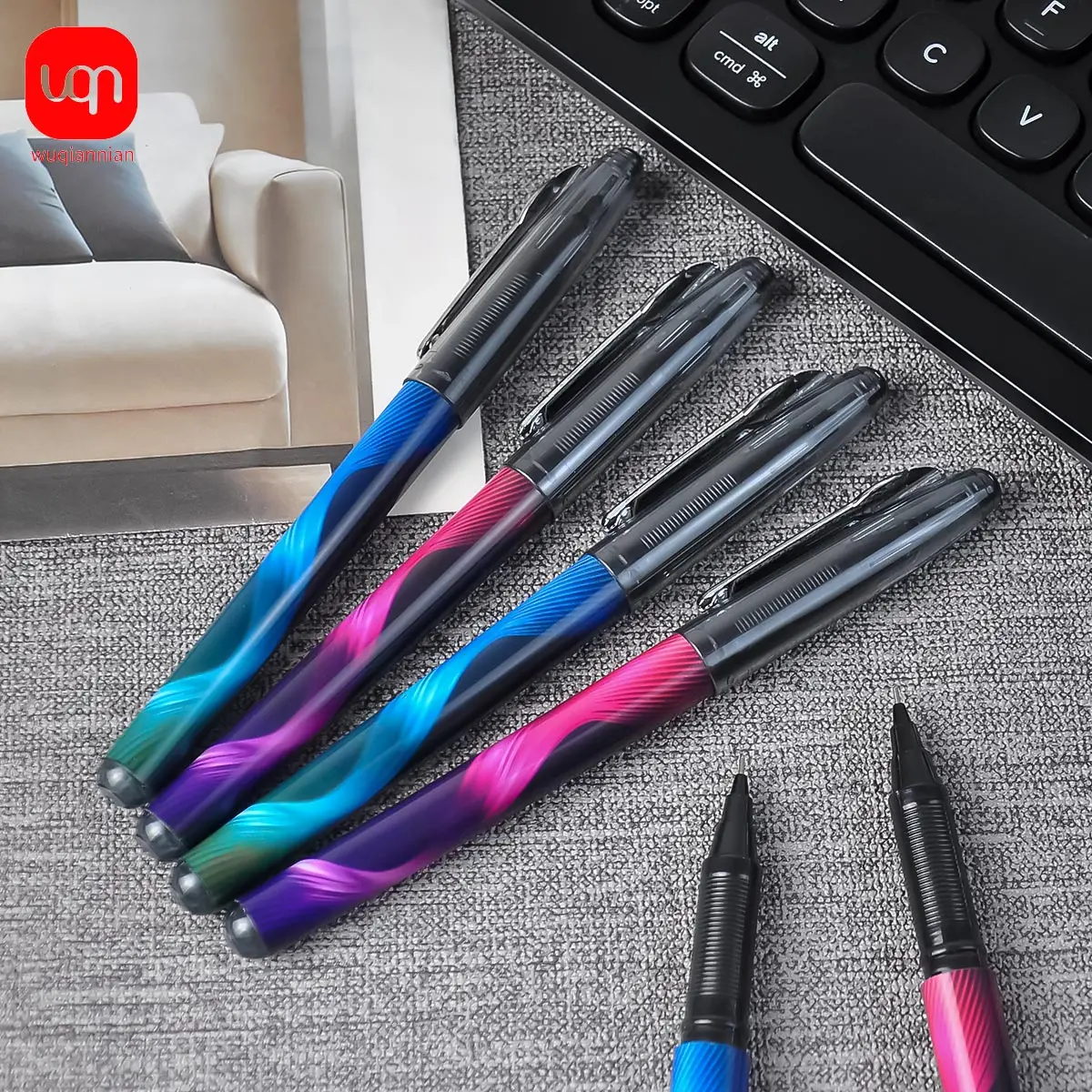 WQN-3/6/12 High-Quality Black Neutral Pens, 0.5mm Tip, Black Ink, Fine Craftsmanship for Business Signing and Office Use