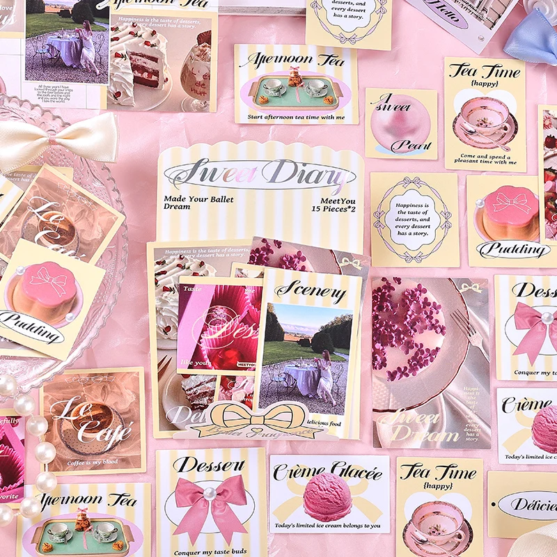 30pcs/pack Cute Card Sticker DIY Scrapbooking Collage Cartoon Handbook Base Material Kawaii Stickers Stationery Supplies 