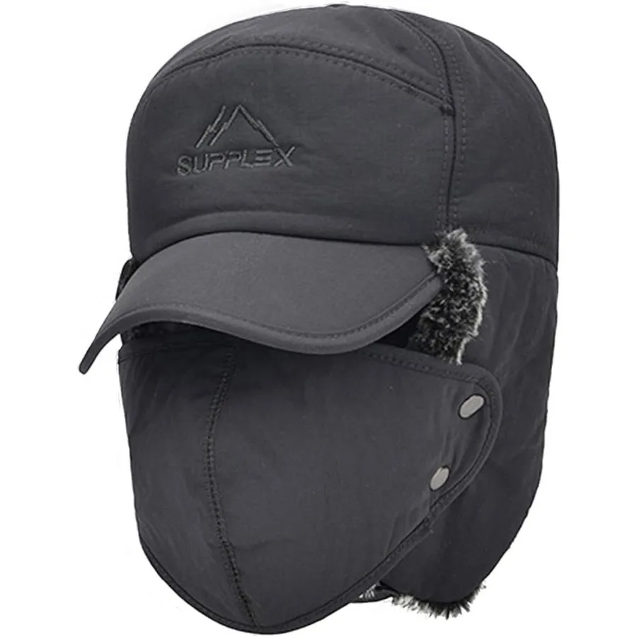 

Faux Fur Cap Hat Visor Windproof Ski Balaclava Cover Men Women