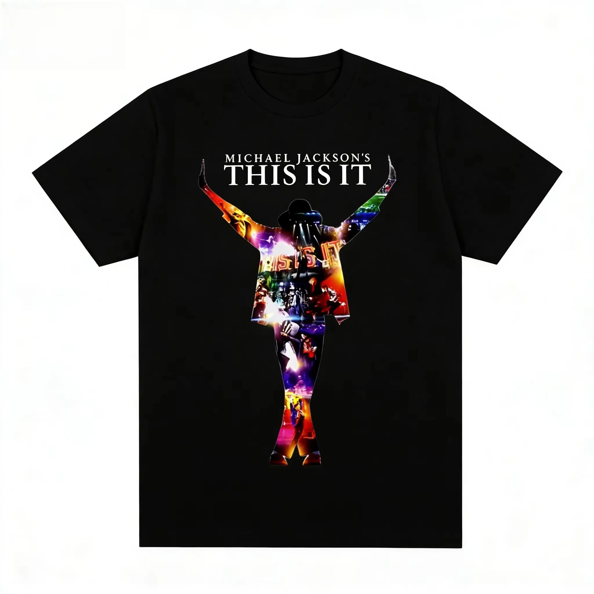 2026 new Colorful Stage Silhouette Graphic T Shirt Men Retro Music Print Short Sleeve Unisex Casual Cotton Tee