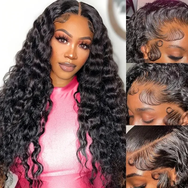 Pelucas delanteras de encaje 13 × 4 de onda profunda cabello humano 13 × 6 pelucas de cabello humano transparente 1B 5 × 5 pelucas prearrancadas para mujeres