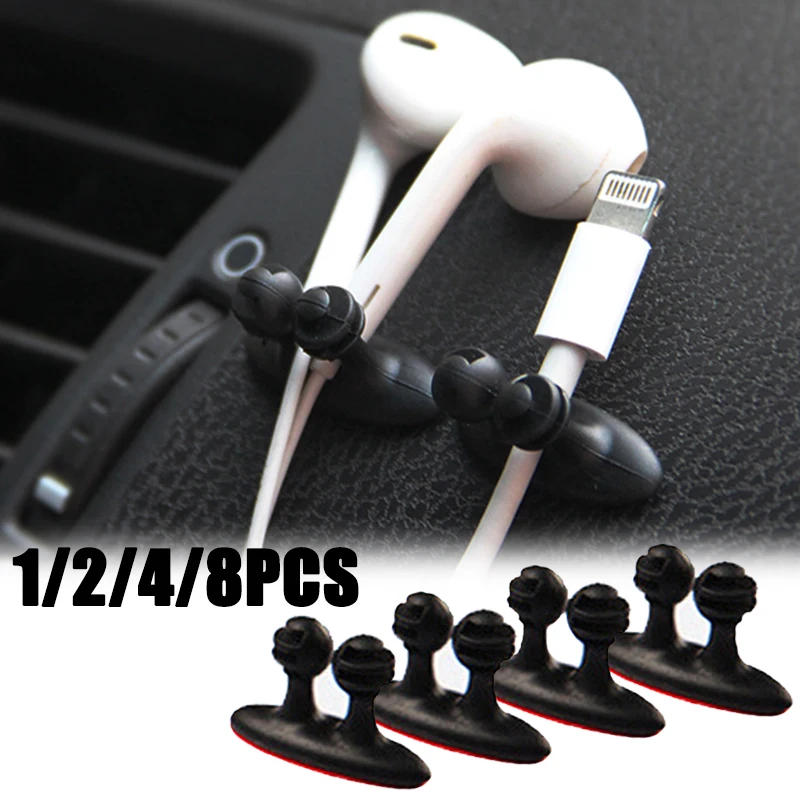 

8Pcs Cable Manager Clasp Clip Clamp Car Dashboard Phone Charger Cable Line Holder Organizer Cell Headset Cable Stand Bracket