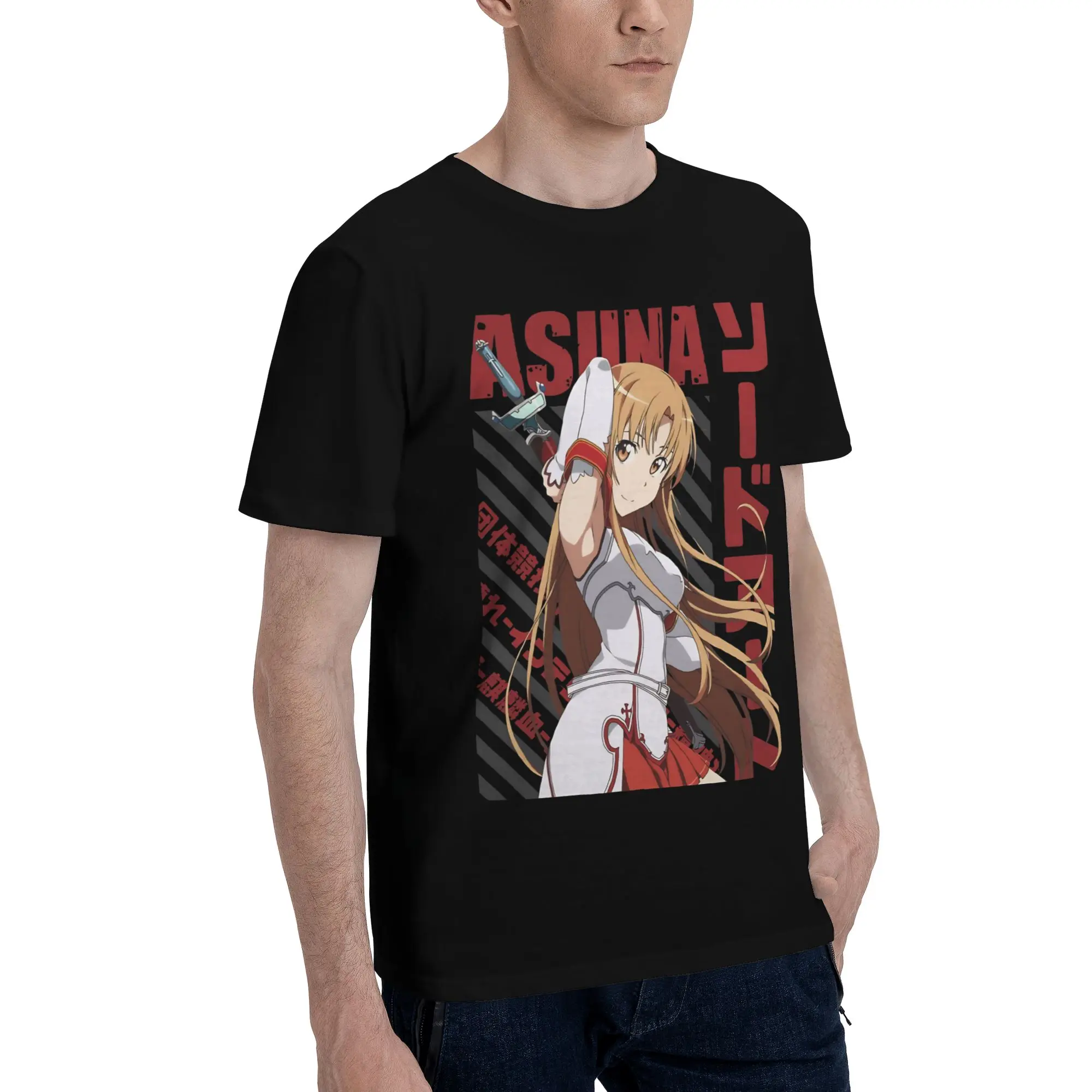 Yuuki Asuna Waifu   Funny Graphic 100% Cotton T-Shirt Bandai SAO Tops Tees For Men