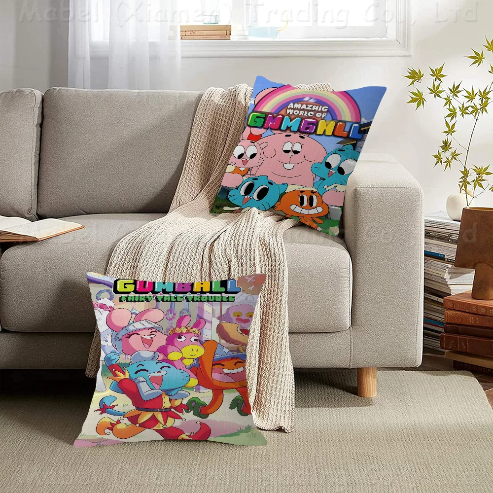 The Amazing Funny W-world Of Gumball Pillow Covers Cartoon Sofa Decorative Home Double-sided Printing Short Plush Cute Cushion