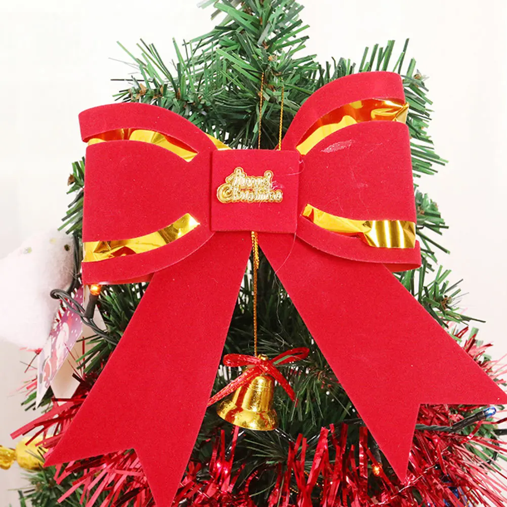 

4Pcs Butterfly Knot Bell Hangings Wreath Bow Christmas Decorative Ornaments for Holiday Party Home Tree Decoration Garland