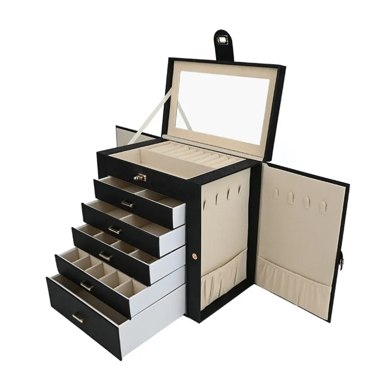 Multi-layer Jewelry Box 6-layer Portable Jewelry Box Earrings Ring Necklace Storage Box