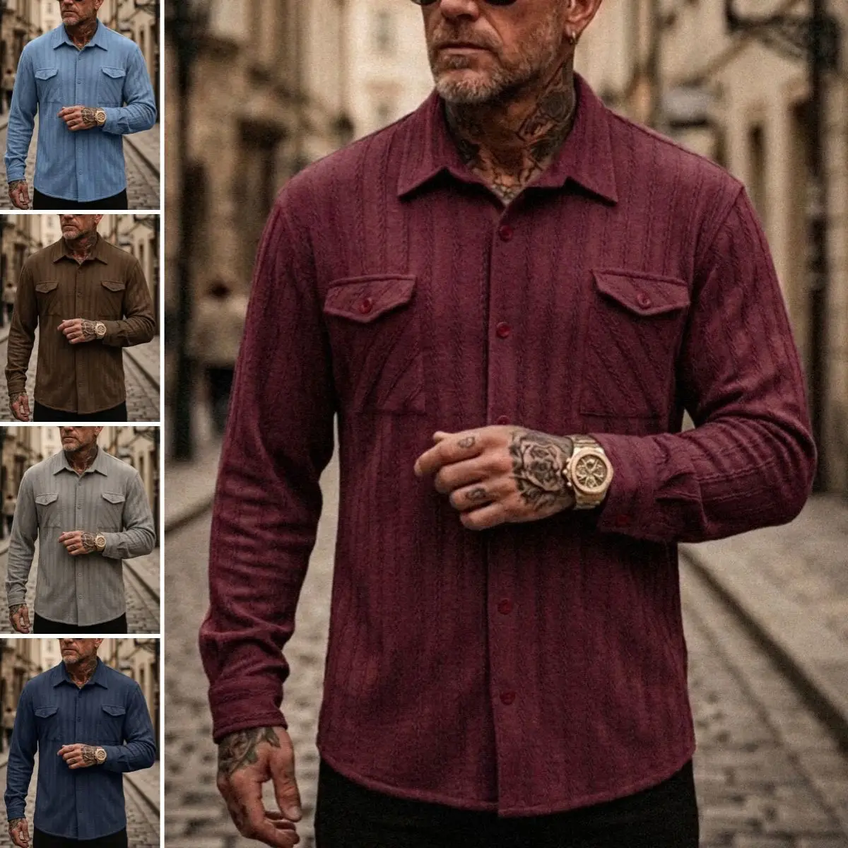 

2026 European-Style In-Stock Spring And Autumn Light Jackets, Station Men's Shirts, Cardigan Tops, High-Elastic