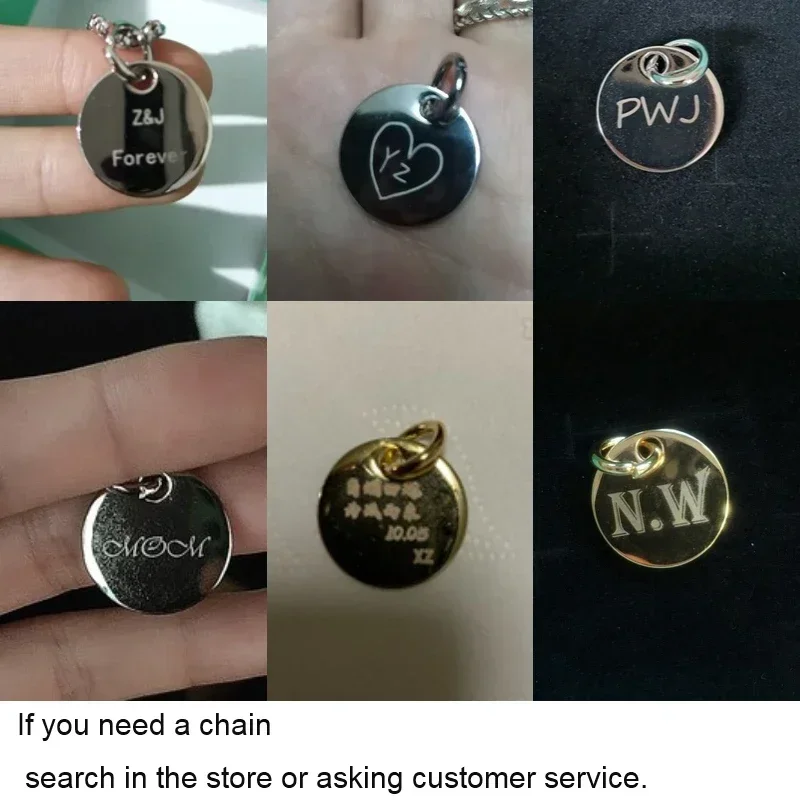 MEETSOFT 925 الفضة 6-10 مللي متر ميدالية مستديرة القرص مخصص نقش شعار قلادة جالبة للحظ DIY بها بنفسك اليدوية النقش اكسسوارات بالجملة