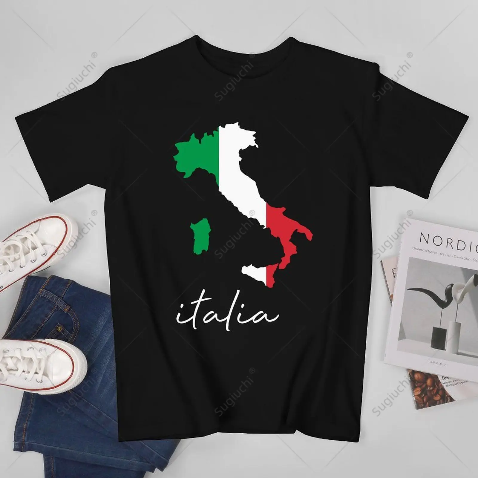 Unisex Men Italia Italy Flag Map Tshirt Tees T Shirts Women Boys 100% Cotton T-Shirt