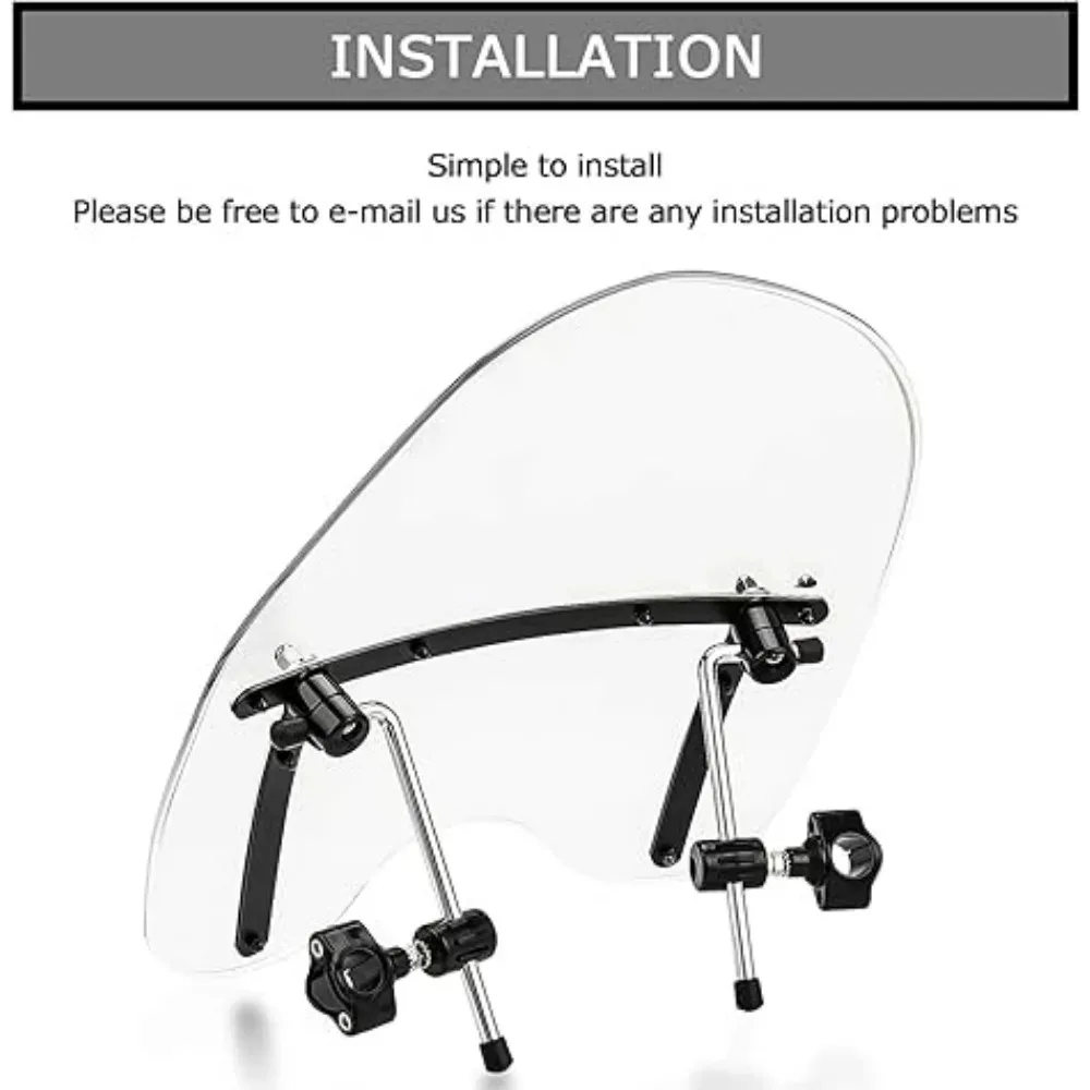 الزجاج الأمامي للدراجات النارية مقاس 18 بوصة × 16 بوصة عالمي لملحقات ركوب الخيل مقاس 7/8 بوصة و1 بوصة #5