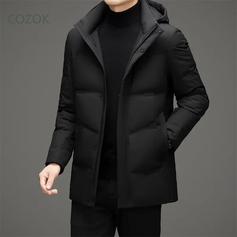 COZOK Long Down Jacket Graphene Inside Heated Men Removable Hat Designer Clothes s Man 2025 Winter Coats