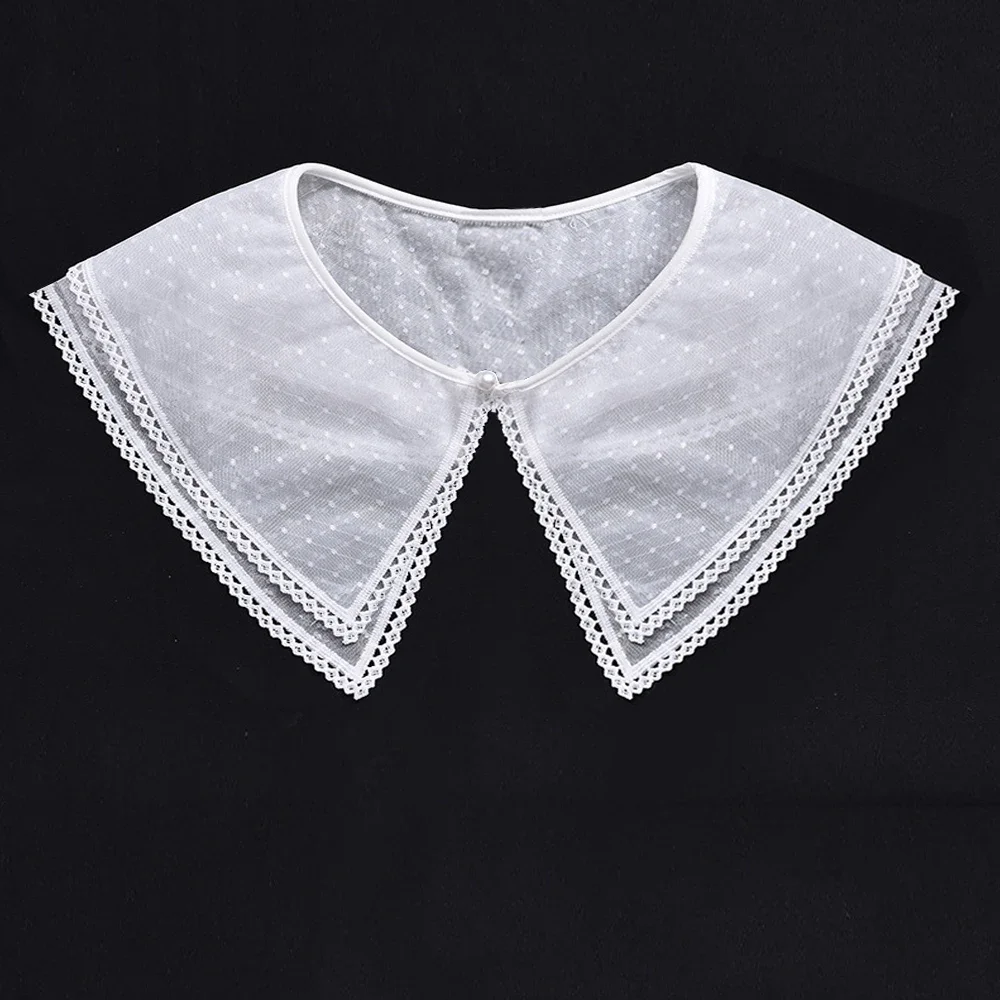 Embroidery Floral Lace Fake Collar Women White Sweet Doll Collar Wrap Sheer Mesh Necklace Mini Detachable False Collars Girl