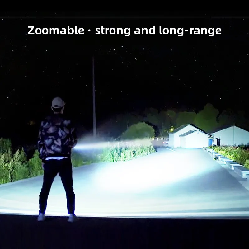 Torcia in lega di alluminio - LED zoomabile ricaricabile con batteria a lunga durata per esterni