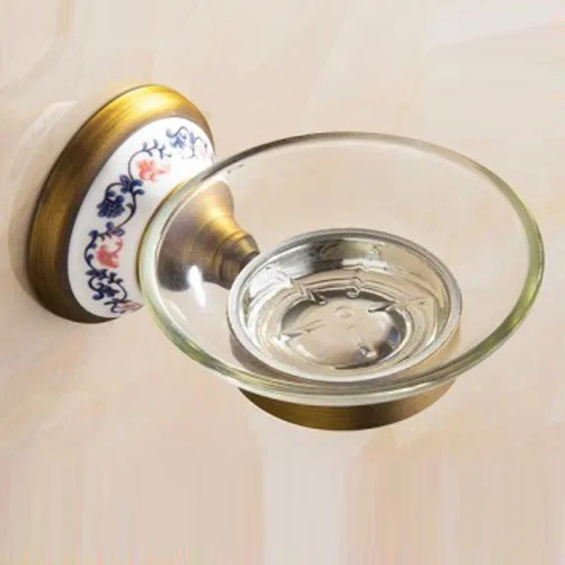 Nordic Wall-mounted Soap Dish, Toilet Soap Rack, Home Punch-Free, Gold Brass, Zinc Alloy, Glass, Ceramic Single Drain, 1Pc