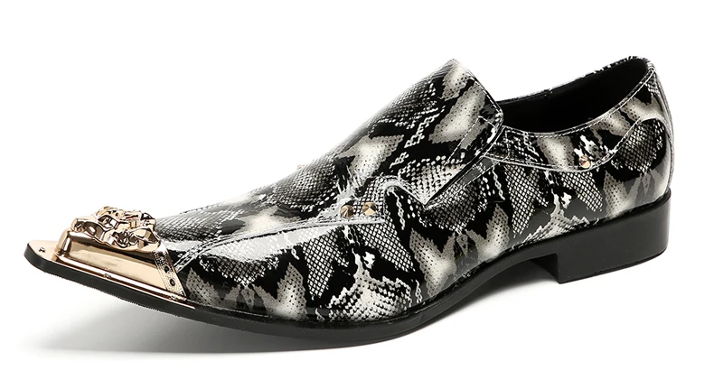 Herrenschuhe aus echtem Pythonleder, formelle Anzugschuhe mit Metallketten-Dekor, luxuriöse Modeschuhe für Frühling und Herbst, Business-Bankett-W – Detail 4