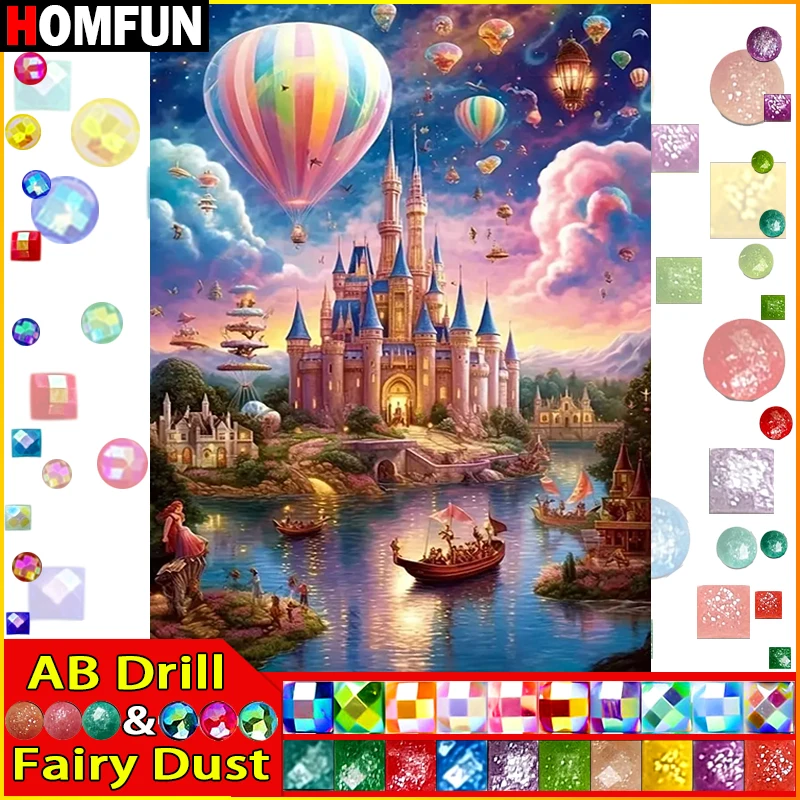 HOMFUN Fairy Dust AB Rhinestone Painting Crystal Decor Diy Diamond Painting 